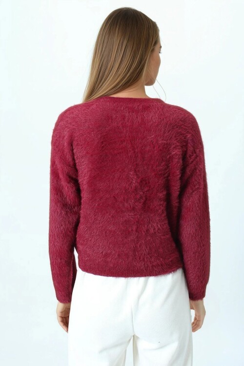 Bisiklet Yaka Püsküllü Triko Kazak