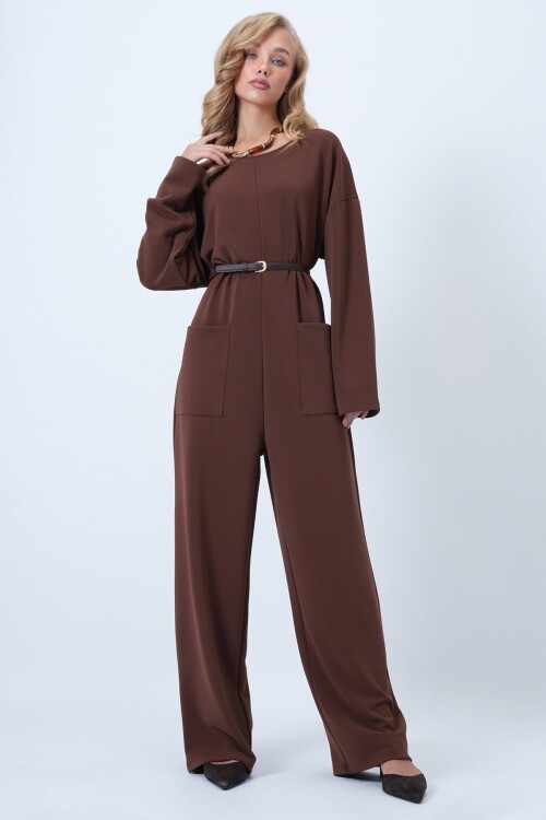 Bisiklet Yaka Sırtı Fermuarlı Rahat Kesim Tulum