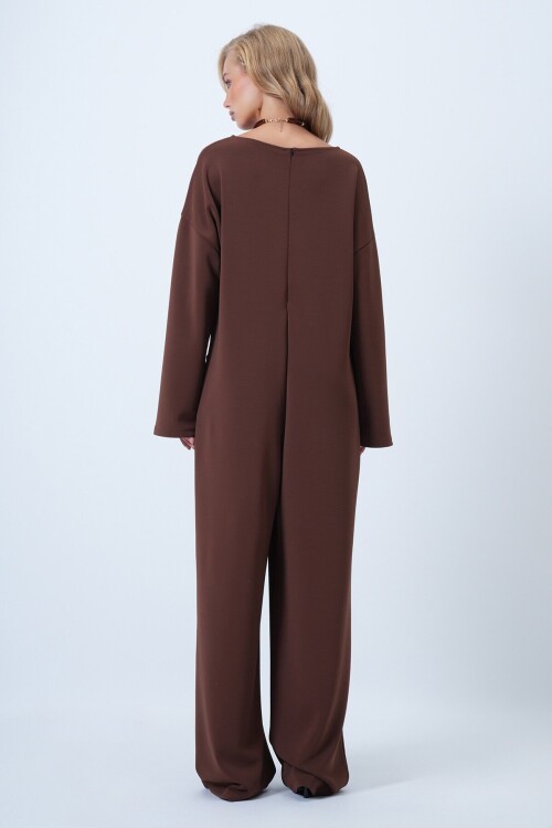 Bisiklet Yaka Sırtı Fermuarlı Rahat Kesim Tulum