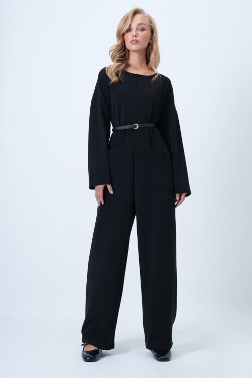 Bisiklet Yaka Sırtı Fermuarlı Rahat Kesim Tulum