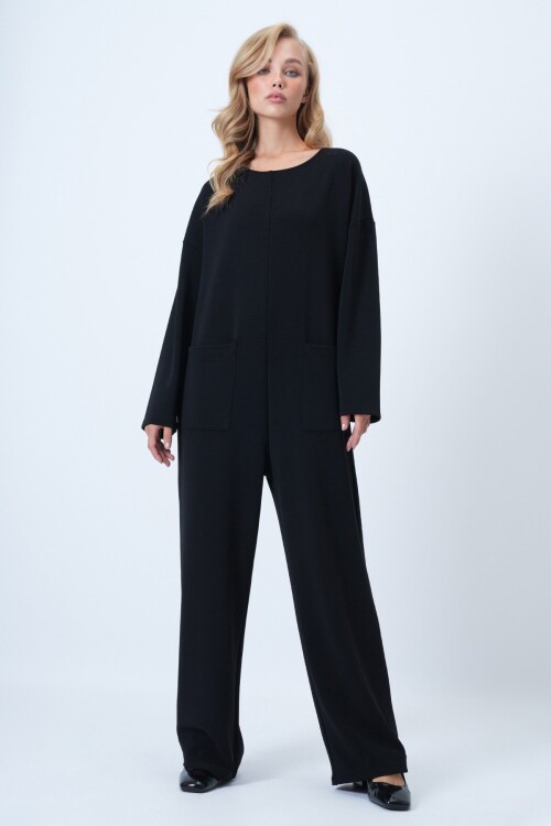 Bisiklet Yaka Sırtı Fermuarlı Rahat Kesim Tulum