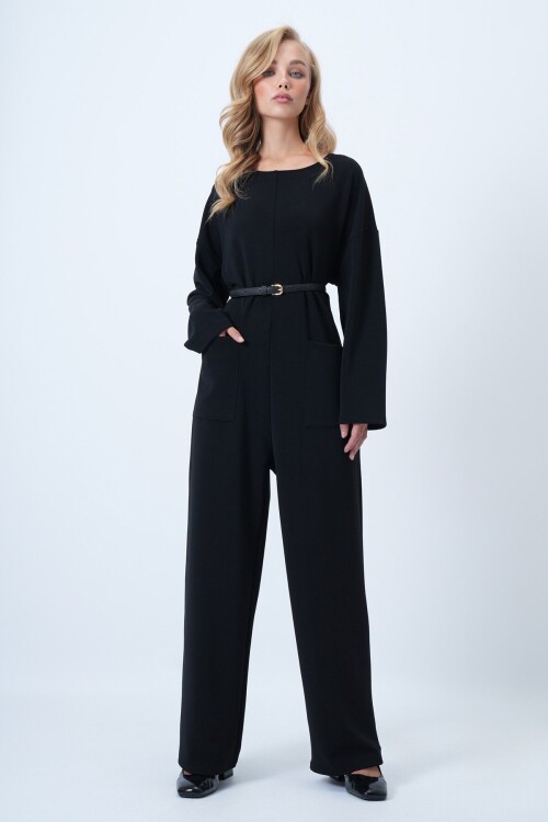 Bisiklet Yaka Sırtı Fermuarlı Rahat Kesim Tulum