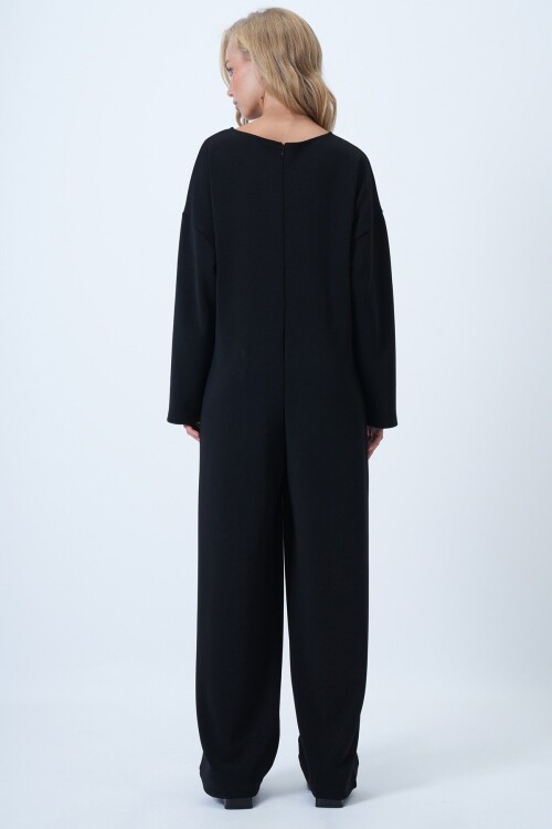 Bisiklet Yaka Sırtı Fermuarlı Rahat Kesim Tulum