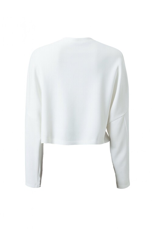 Bisiklet Yaka Yarım Kol Crop Basic Bluz