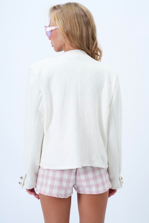 Çift Cepli Gold Düğme Detaylı İçi Astarlı Ceket