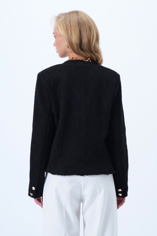 Çift Cepli Gold Düğme Detaylı İçi Astarlı Ceket