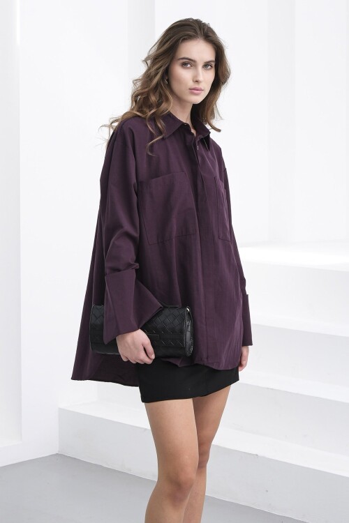 Çift Cepli Oversize Basic Gömlek