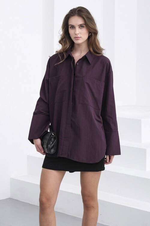 Çift Cepli Oversize Basic Gömlek