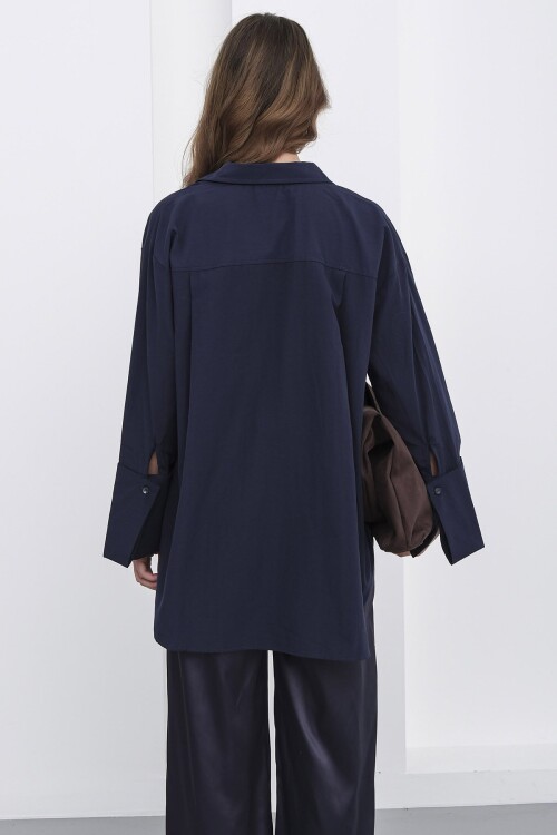 Çift Cepli Oversize Basic Gömlek