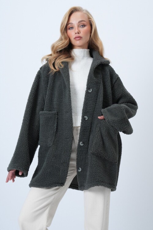 Çift Cepli Peluş Ceket