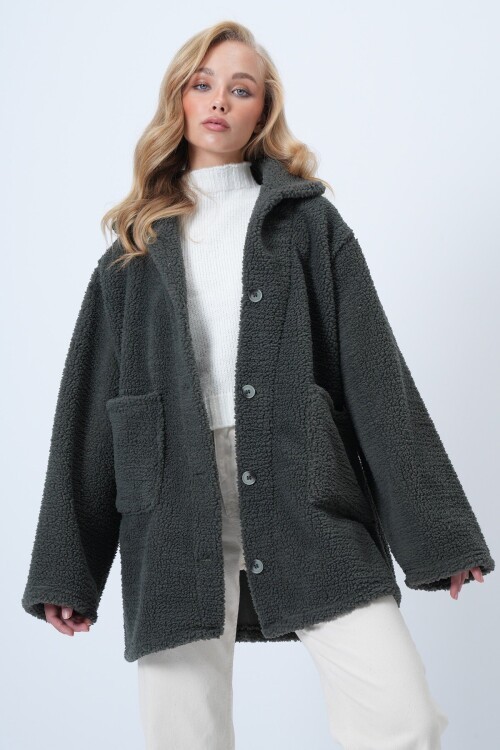 Çift Cepli Peluş Ceket