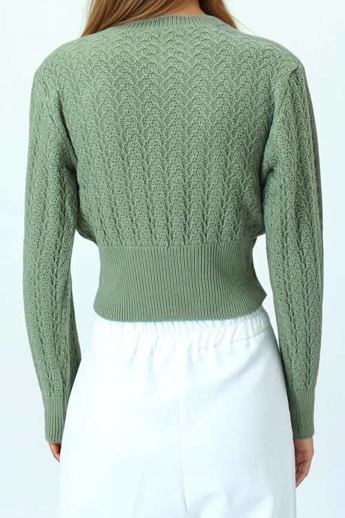 Desenli Bisiklet Yaka Uzun Kollu Triko Kazak