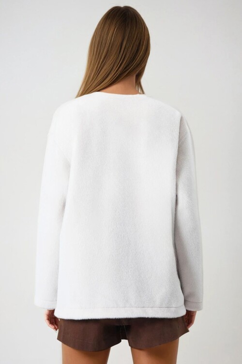 Ekru Çıtçıt Kapamalı Astarlı Püsküllü Ceket