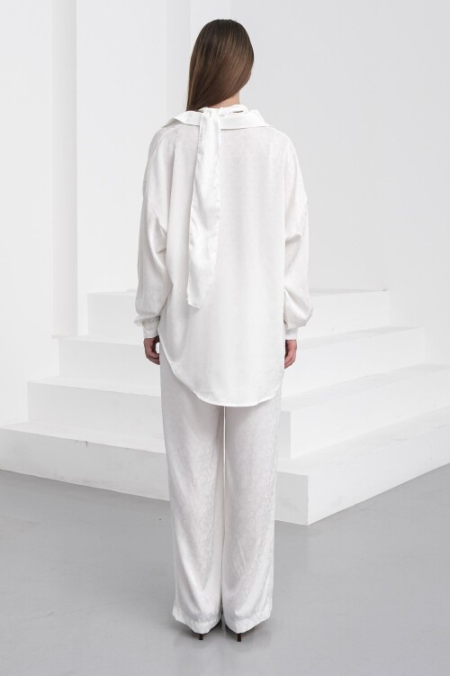 Jakar Desen Saten Gömlek Ve Pantolon Takım