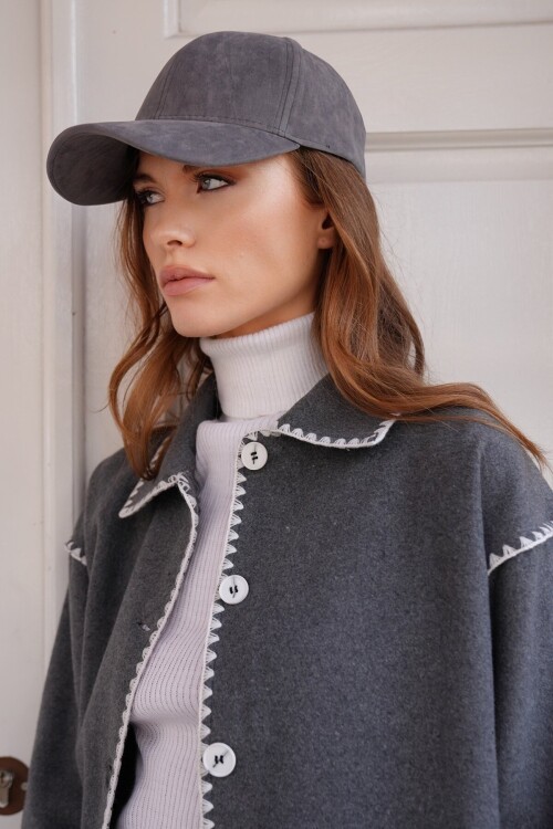 Kadife Dokulu Kavisli Siperlik Ayarlanabilir Şapka