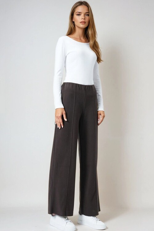 Kahverengi Beli lastikli Cepsiz Palazzo Pantolon