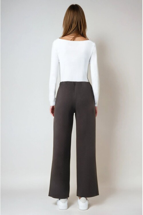 Kahverengi Beli lastikli Cepsiz Palazzo Pantolon