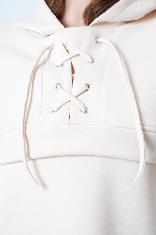 Kapüşonlu Kuş Gözlü Sweat Ve Palazo Pantolon Modal Takım