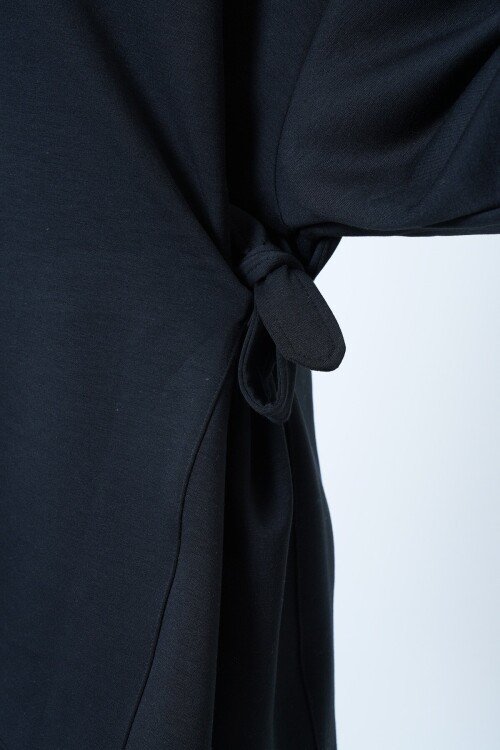 Kapüsonlu Yandan Bağlamalı Modal Oversize Sweatshirt