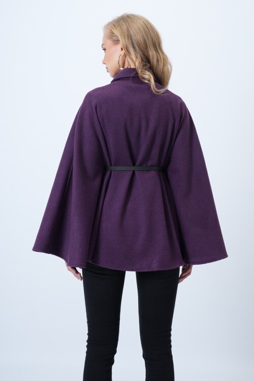 Kemer Detaylı Kaşe Pelerin Kaban