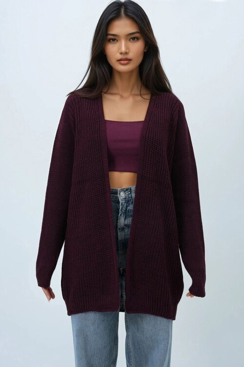 Selanik Örgü Uzun Basic Hırka