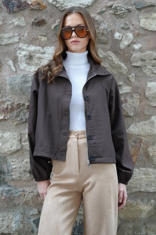 Su İtici Dik Yaka Bomber Ceket