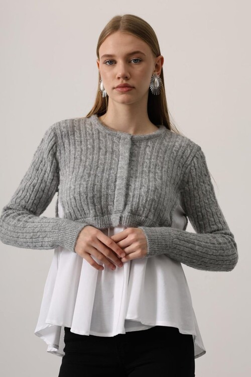 Triko Panel Detaylı Katmanlı Bluz