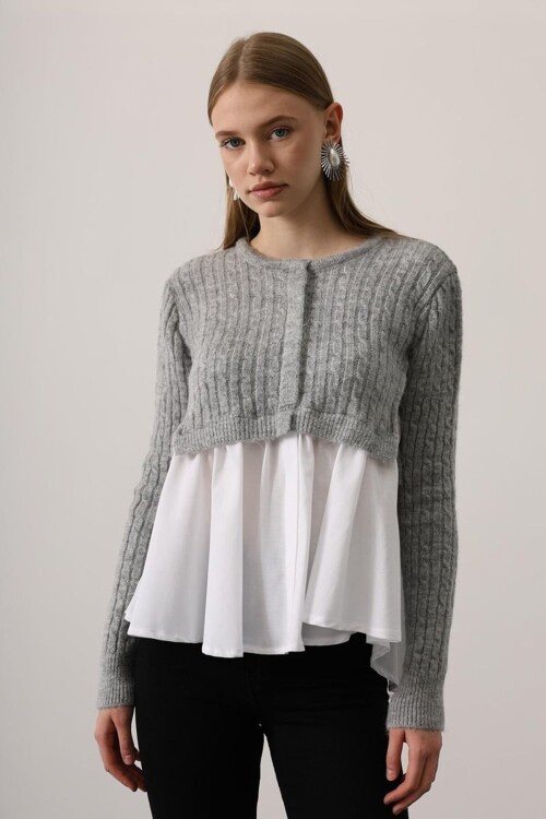 Triko Panel Detaylı Katmanlı Bluz