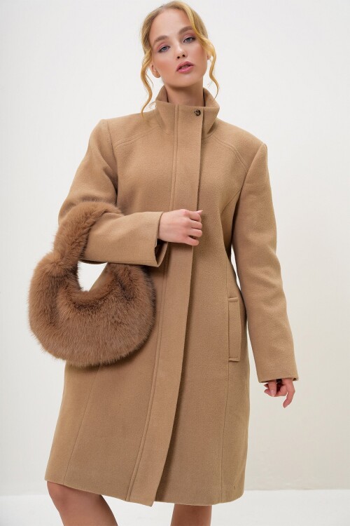 Sütlü Kahve Tüylü Suni Kürük Omuz Çantası