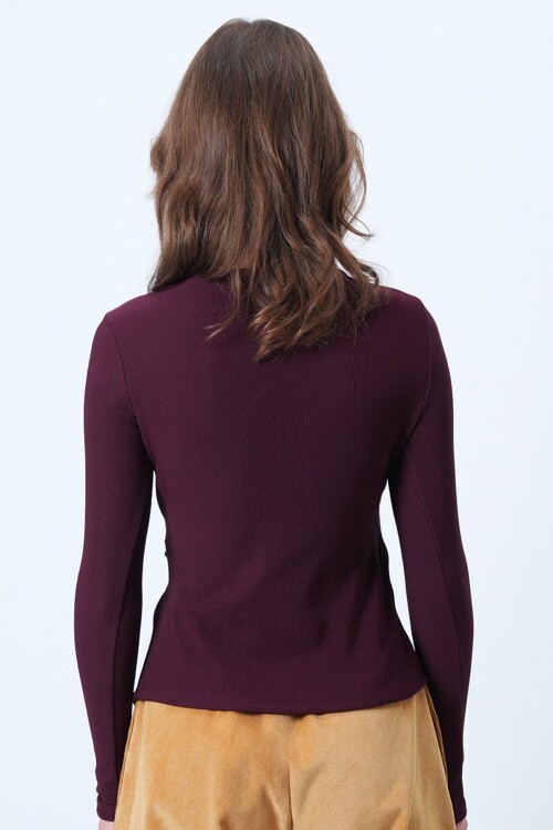 V Yaka Gold Aksesuarlı Ottaban Bluz