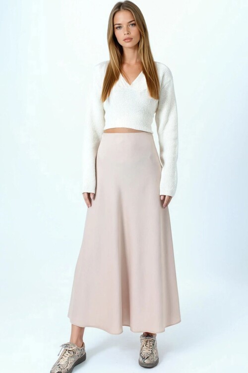 Yüksek Bel Basic Saten Etek