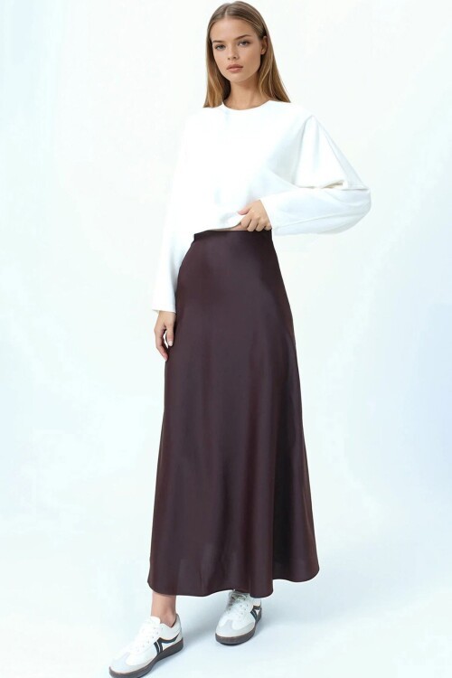 Yüksek Bel Basic Saten Etek