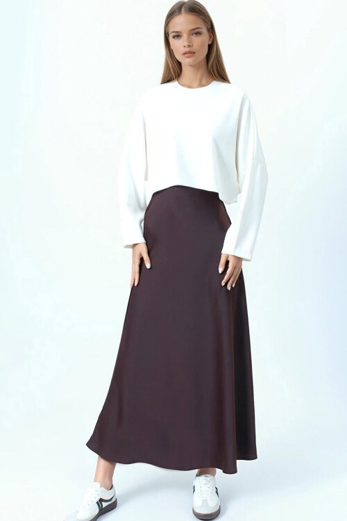 Yüksek Bel Basic Saten Etek