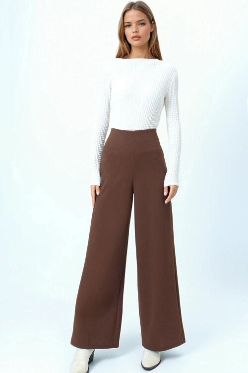 Yüksek Bel Fermuar Kapamalı Palazzo Pantolon