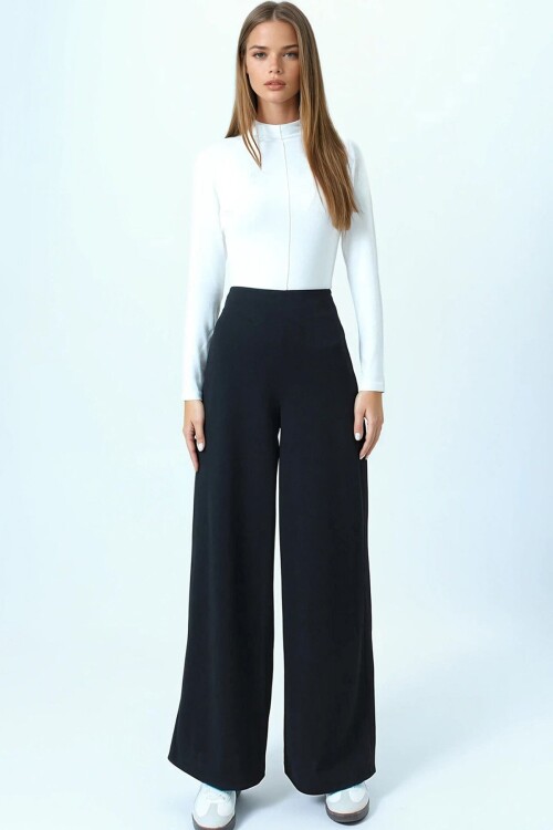 Yüksek Bel Fermuar Kapamalı Palazzo Pantolon