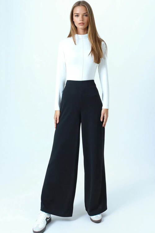 Yüksek Bel Fermuar Kapamalı Palazzo Pantolon