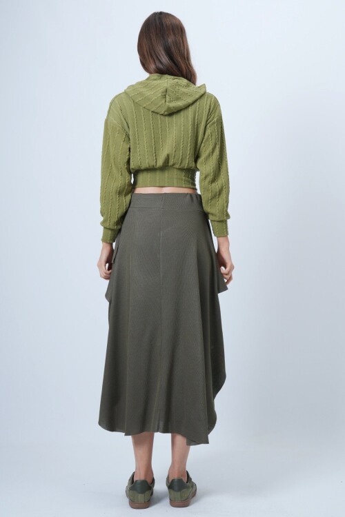 Asimetrik Kesim Kendinden Dokulu Bağlamalı Etek