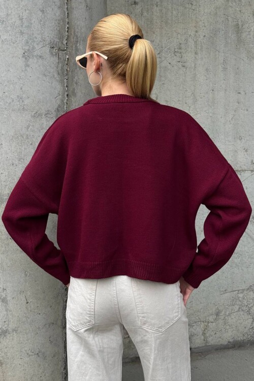 Ayıcık Baskılı Bisiklet Yaka Oversize Triko Kazak