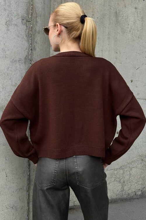 Ayıcık Baskılı Bisiklet Yaka Oversize Triko Kazak