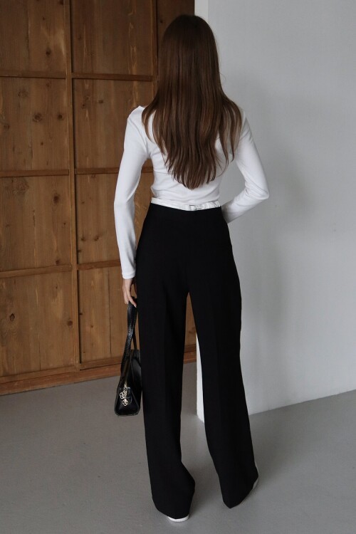 Bağcıklı Çift Cepli Palazzo Pantolon