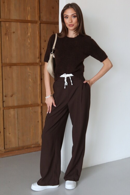 Bağcıklı Çift Cepli Palazzo Pantolon