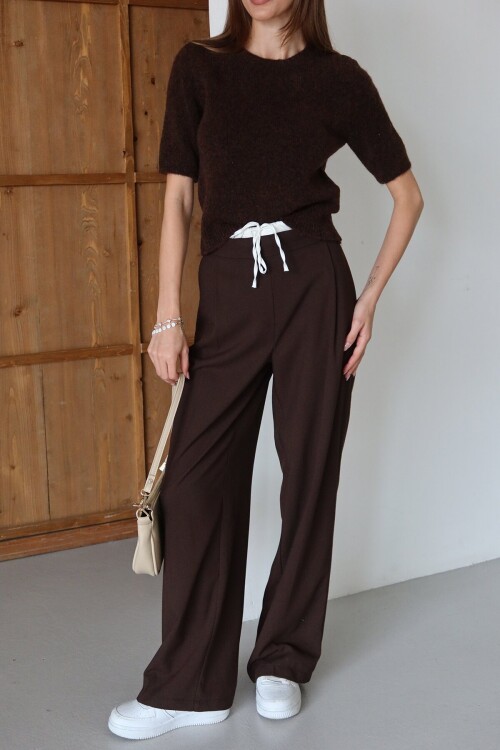 Bağcıklı Çift Cepli Palazzo Pantolon