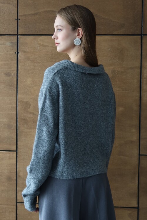 Bağlama Detaylı Polo Yaka Triko Hırka