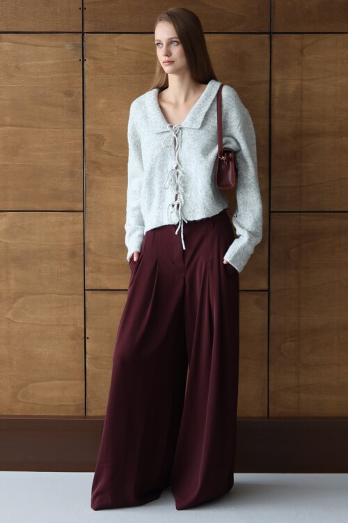 Bağlama Detaylı Polo Yaka Triko Hırka