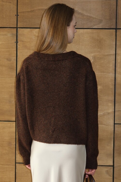 Bağlama Detaylı Polo Yaka Triko Hırka