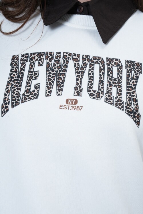 Baskılı Bisiklet Yaka 3 İplik Sweatshirt