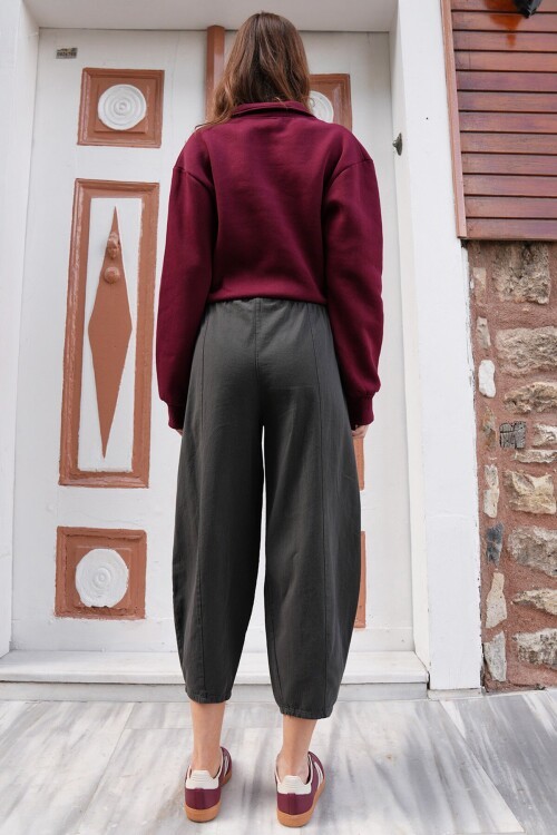 Beli Lastikli Balon Kesim Gabardin Pantolon