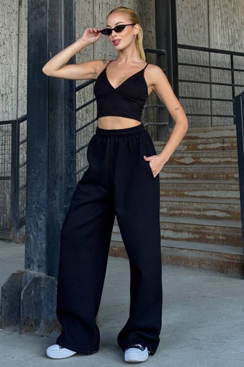 Beli ve Paçası LAstikli Çift Cepli 3 İplik Eşofman Altı