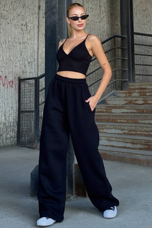 Beli ve Paçası LAstikli Çift Cepli 3 İplik Eşofman Altı