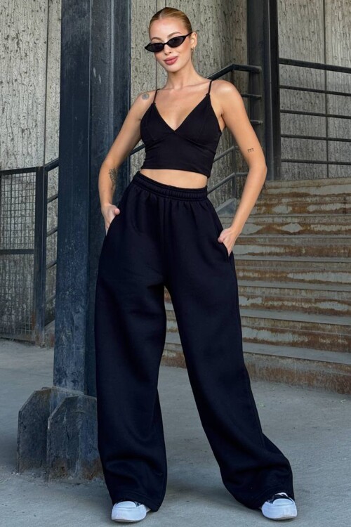 Beli ve Paçası LAstikli Çift Cepli 3 İplik Eşofman Altı